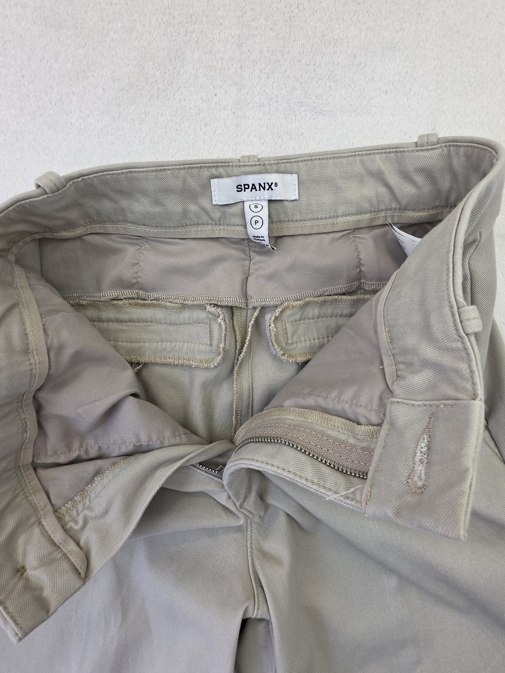 Spanx Slim Straight Pants Beige Stretch High Rise Pull On Women Small - Picture 4 of 11